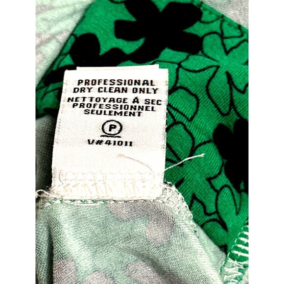 Diane Von Furstenberg Size 0 Green Floral Viscose Dress Ruched Modern Luxury - Picture 9 of 14